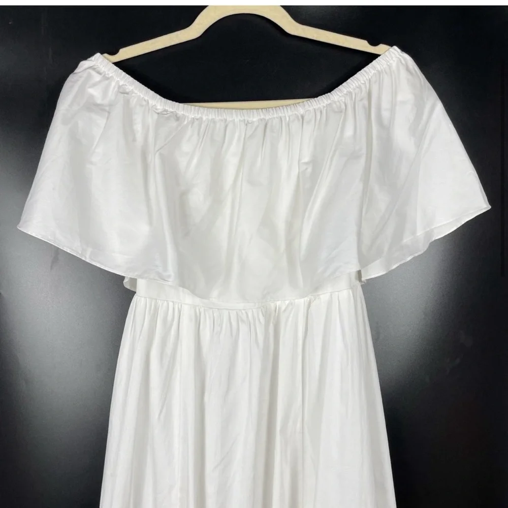 Reformation White Off-Shoulder Midi Dress - Picture 4 of 8